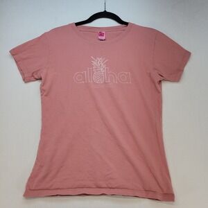 Island Girl Graphic Tee Youth Large Pink Aloha Hawaii Pineapple Short Sleeve